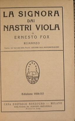 La signora dai nastri viola - Ernesto Fox - copertina