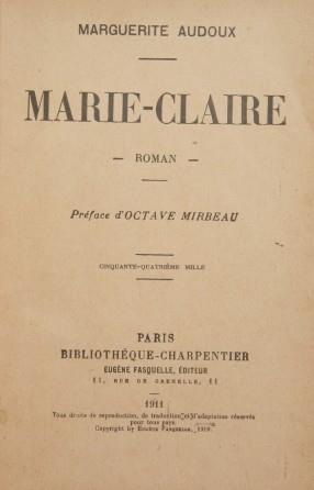 Marie Claire. Roman - Marguerite Audoux - copertina