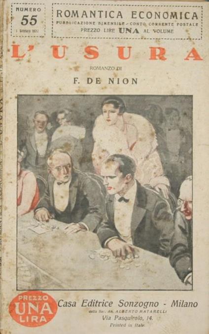 L' usura. Romanzo - François de Nion - copertina