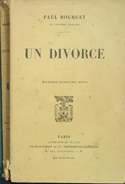 Un divorce - Paul Bourget - copertina