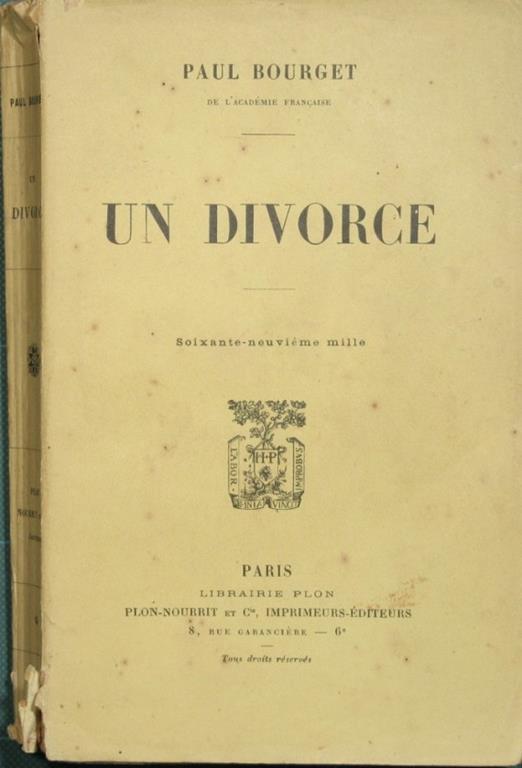 Un divorce - Paul Bourget - copertina