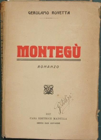 Montegù. Romanzo - Gerolamo Rovetta - copertina