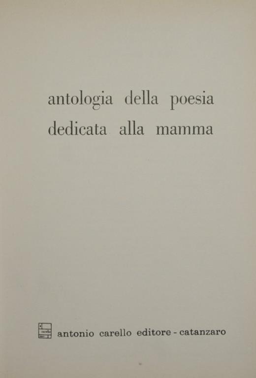 Antologia della poesia dedicata alla mamma - copertina