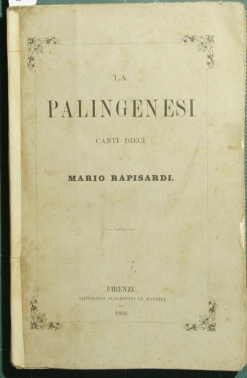 La palingenesi. Canti dieci - Mario Rapisardi - copertina