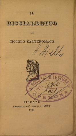 Il Ricciardetto - Niccolò Carteromaco - copertina