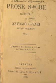 Prose Sacre. Scelte di Antonio Cesari, Prete Veronese - Antonio Cesari - copertina