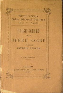 Prose scelte dalle opere sacre - Antonio Cesari - copertina