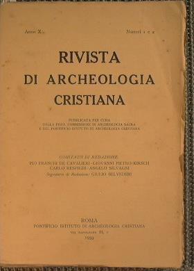 Rivista di Archeologia Cristiana. Pubblicata per cura della Pont.Commissione di Archeologia Sacra e del Pontificio Istituto di Archelogia Cristiana - copertina