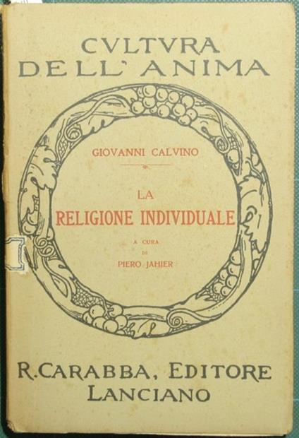 La religione individuale - Giovanni Calvino - copertina