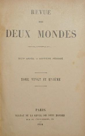 Revue des deux mondes. Vol. XXI - Mai-Juin. XCIV année. Septiéme période - copertina