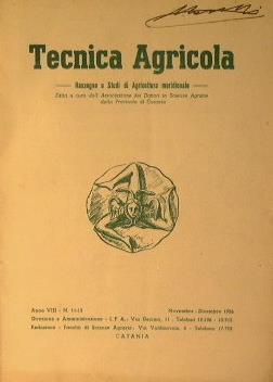 Tecnica agricola. Rassegne e studi di agricoltura meridionale - copertina