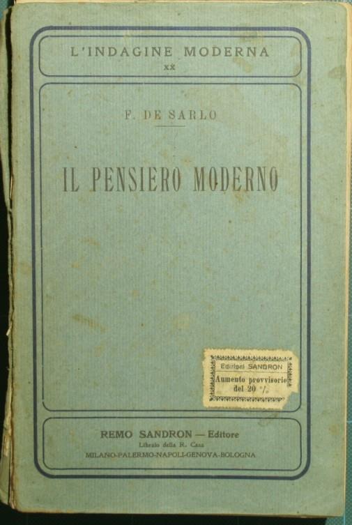 Il pensiero moderno - Francesco De Sarlo - copertina