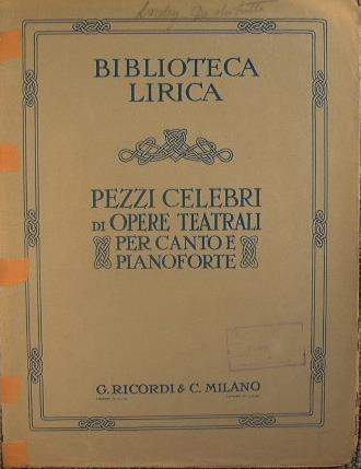 Biblioteca lirica. Loreley. Atto I. Da che tutta mi son data - Alfredo Catalani - copertina