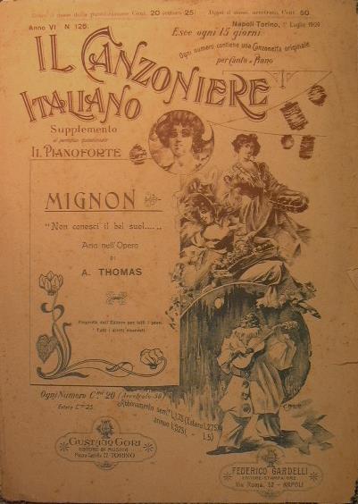 Mignon.Celebre Romanza ''Non conosci quel suol''. Collana il Canzoniere Italiano - A. Thomas - copertina