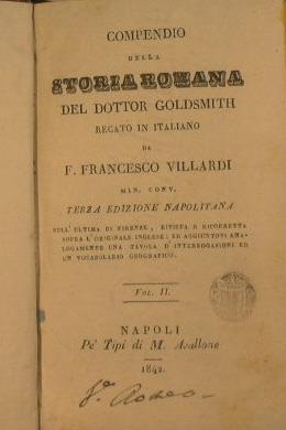 Compendio della Storia Romana Del Dottor Goldsmith - Oliver Coldsmith - copertina