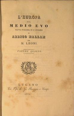 L' Europa nel Medio Evo - Henry Hallam - copertina