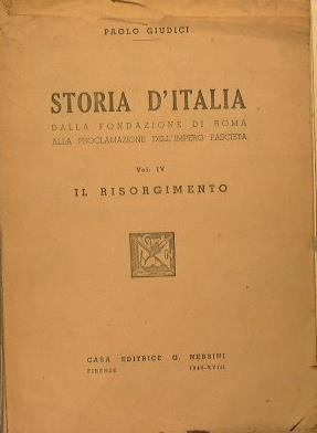 Storia d'Italia. Il Risorgimento - Paolo Giudici - copertina