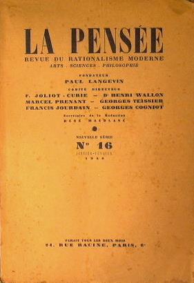 La pensée. Revue du rationalisme moderne arts, sciences, philosophie - copertina