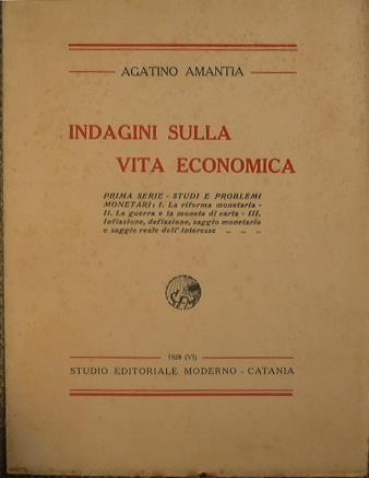 Indagini sulla vita economica - Agatino Amantia - copertina