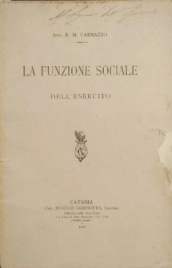 La funzione sociale dell'esercito - R. M. Carnazzo - copertina