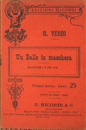 Un ballo in maschera - Giuseppe Verdi - copertina