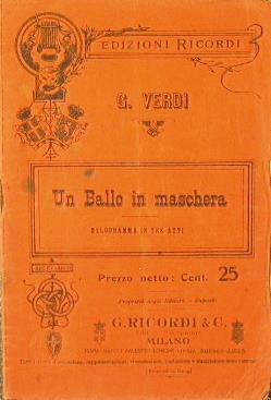 Un ballo in maschera - Giuseppe Verdi - copertina