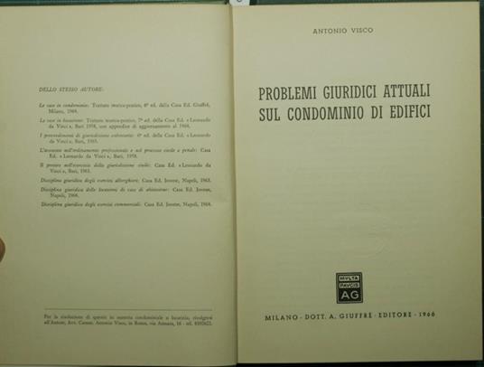 Problemi giuridici attuali sul condominio di edifici - Antonio Visco - copertina