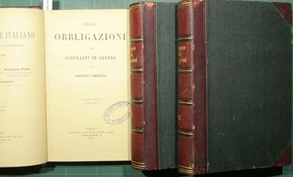 Delle obbligazioni e dei contratti in genere - Giovanni Lomonaco - copertina