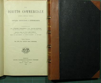 Il diritto commerciale. Vol. XII - 1920. Rivista mensile critica di dottrina, legislazione e giurisprudenza - Pietro Cogliolo,David Supino - copertina