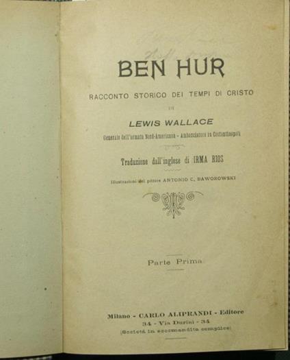 Ben Hur. Racconto storico dei tempi di Cristo - Lewis Wallace - copertina