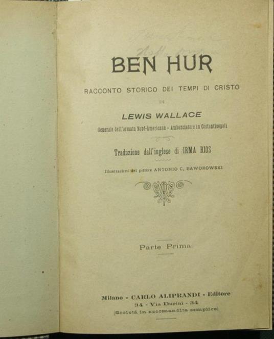 Ben Hur. Racconto storico dei tempi di Cristo - Lewis Wallace - copertina