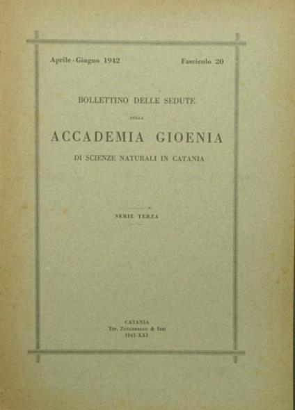 Bollettino delle sedute della Accademia Gioenia di Scienze naturali in Catania - copertina