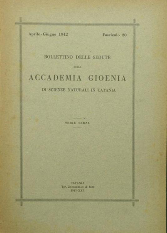 Bollettino delle sedute della Accademia Gioenia di Scienze naturali in Catania - copertina