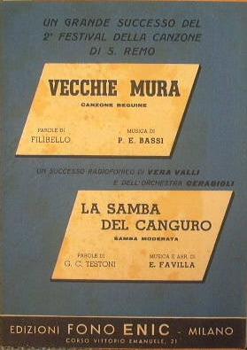 Spartito Vecchie Mura ( canzone beguine ) - La sanmba del canguro ( samba moderata ) - copertina