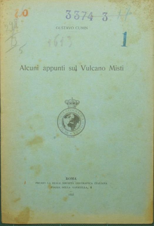 Alcuni appunti sul Vulcano Misti - Gustavo Cumin - copertina