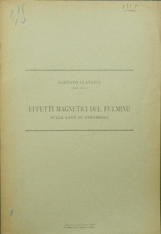 Effetti magnetici del fulmine sulle lave di Stromboli - Gaetano Platania - copertina