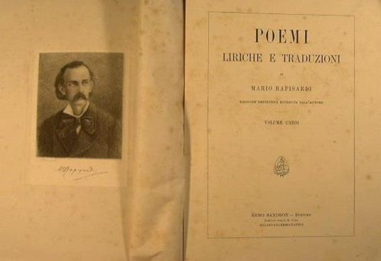 Poemi Liriche e traduzioni. Copia autografata - Mario Rapisardi - copertina