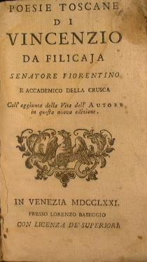 Opere del senatore Vincenzio da Filicaja (vol. I e II) - Vincenzo da Filicaja - copertina