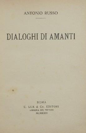 Dialoghi di amanti - Antonio Russo - copertina