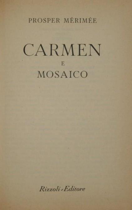 Carmen. E Mosaico - Prosper Mérimée - copertina