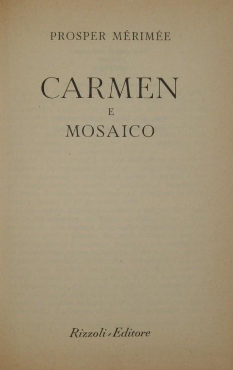 Carmen. E Mosaico - Prosper Mérimée - copertina