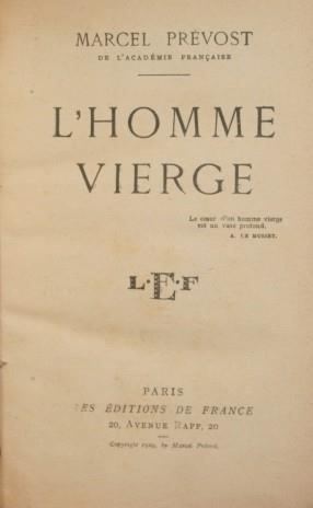 L' homme vierge - Marcel Prévost - copertina