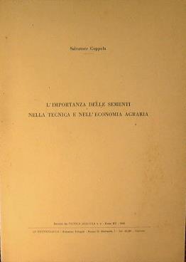 L' importanza delle sementi nella tecnica e nell'economia agraria - Salvatore Coppola - copertina