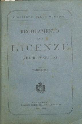 Regolamento per le licenze nel R. esercito - copertina