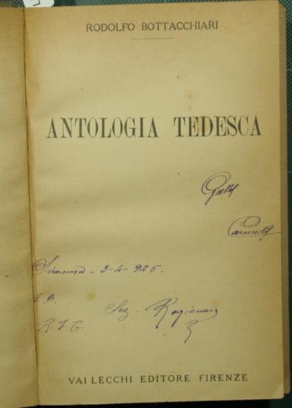 Antologia tedesca Libro di lettura tedesca - Rodolfo Bottacchiari,Massimo Grunhut - copertina