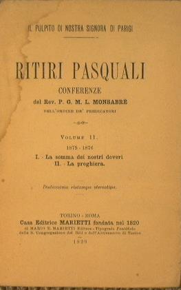 Ritiri Pasquali (Vol. II). Conferenze - GML Monsabré - copertina