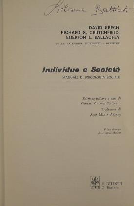 Individuo e società. Manuale di psicologia sociale - David Krech,Richard S. Crutchfield - copertina