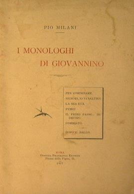 I monologhi di Giovannino - Pio Milani - copertina