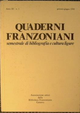 Quaderni Franzoniani. Semestrale di bibliografia e cultura ligure N°5 - Claudio Paolocci - copertina