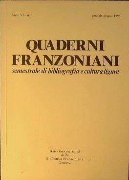 Quaderni Franzoniani. Semestrale di bibliografia e cultura ligure N° 11 - Claudio Paolocci - copertina